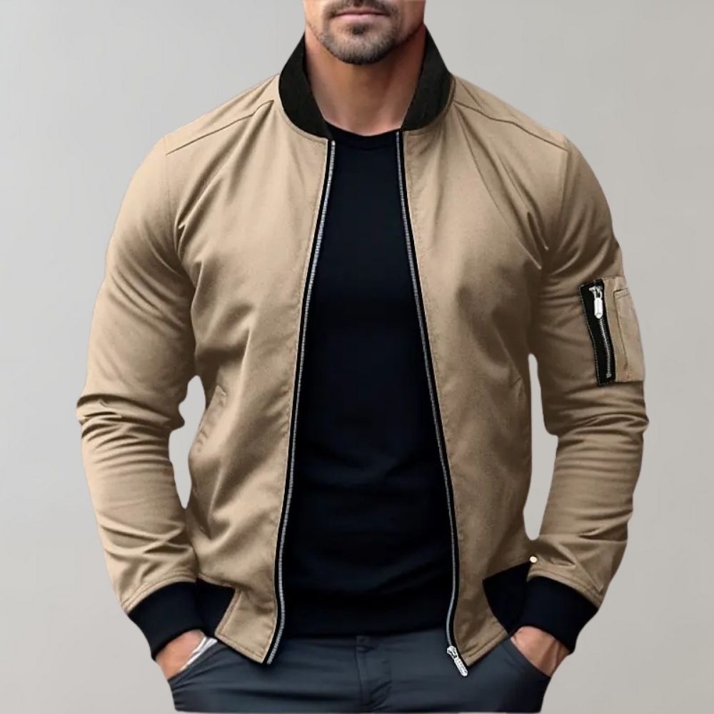 Men's Slim Fit Lightweight Zip-Up Bomber Jacket with Pockets - Casual Everyday Wear