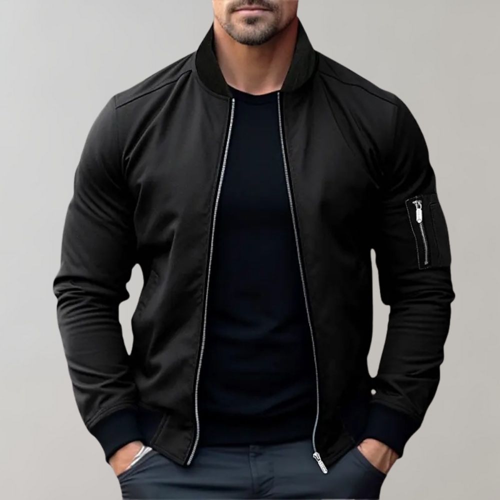 Men's Slim Fit Lightweight Zip-Up Bomber Jacket with Pockets - Casual Everyday Wear