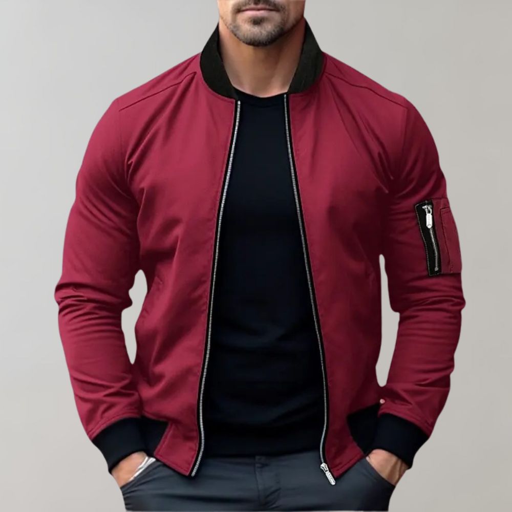 Men's Slim Fit Lightweight Zip-Up Bomber Jacket with Pockets - Casual Everyday Wear