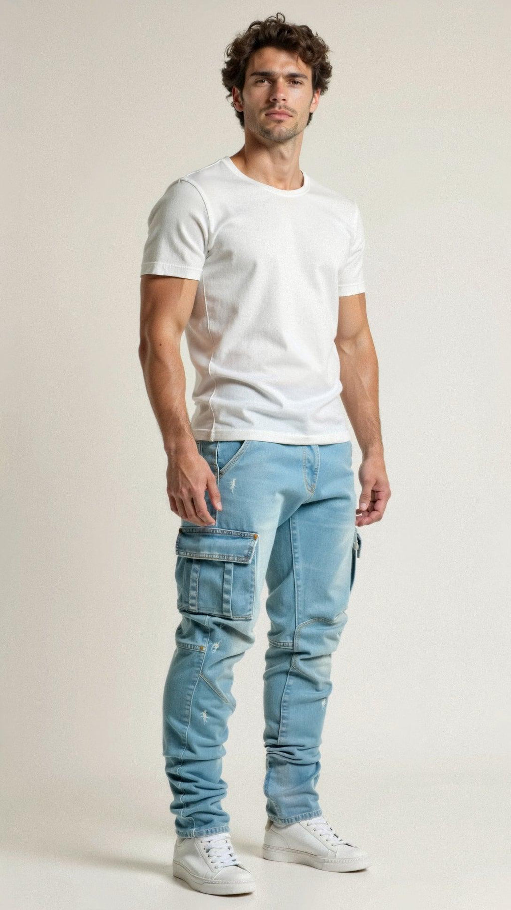 Men's Stretch Cargo Jeans | Comfortable Denim | Versatile Casual Wear