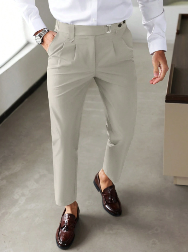 Men's Tailored Classic Trousers - Comfortable Fit, Versatile Dress Pants