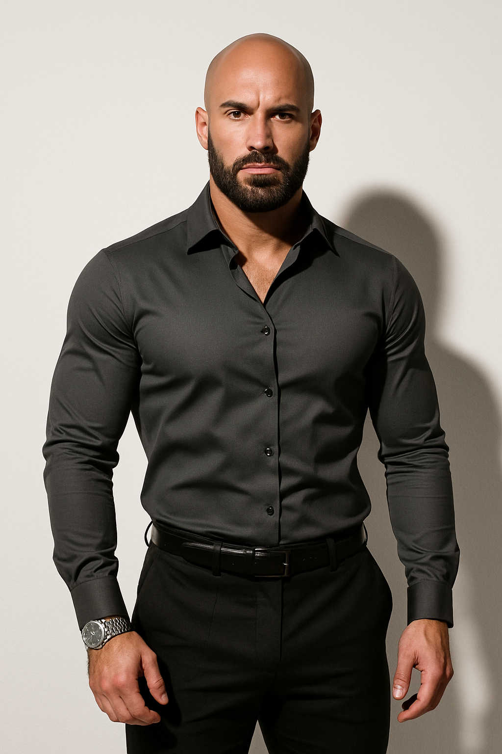 Men's Tailored Modern Dress Shirt - Cotton Blend, Formal Wear, Slim Fit