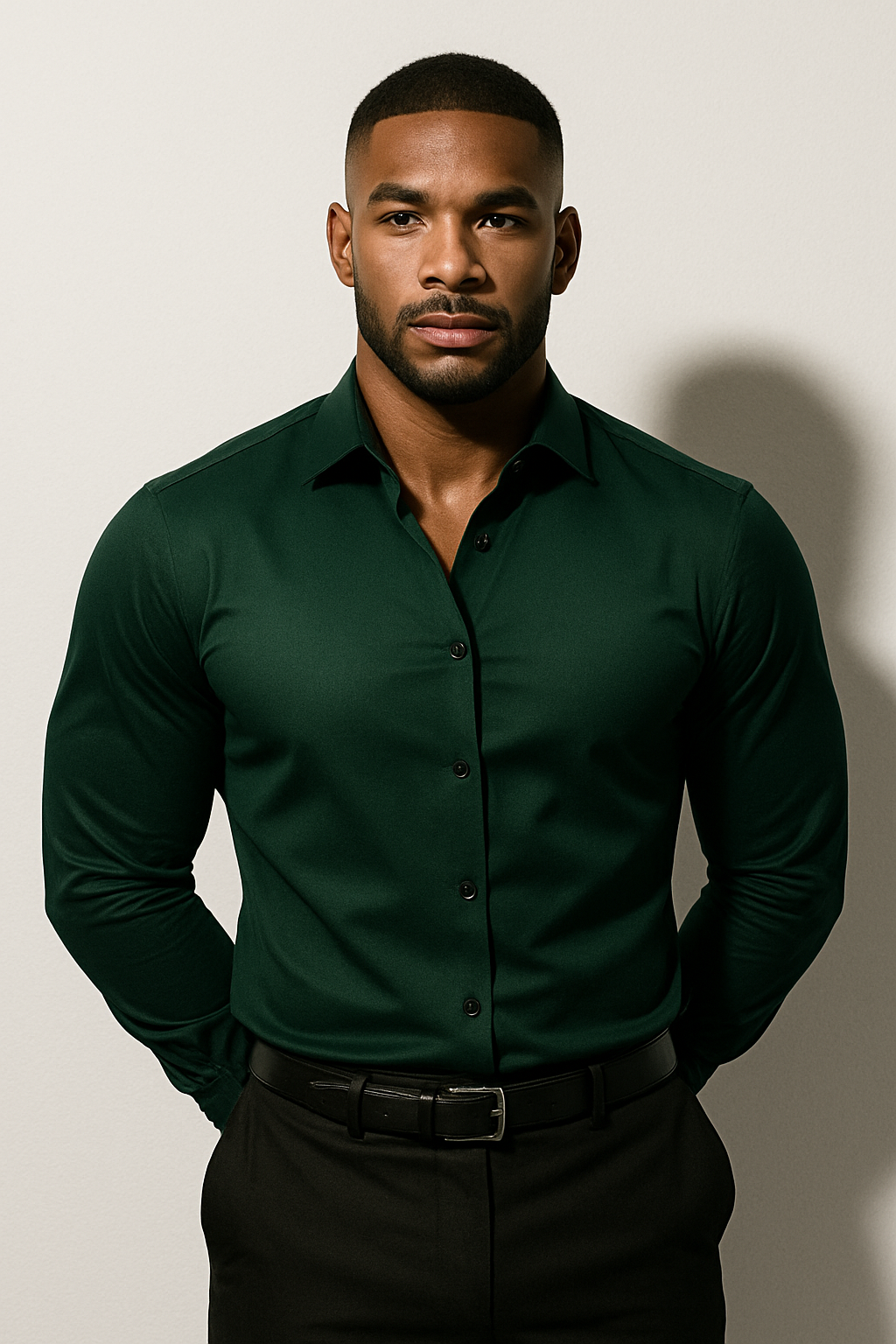 Men's Tailored Modern Dress Shirt - Cotton Blend, Formal Wear, Slim Fit