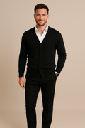 Men's V-Neck Knitted Cardigan - Tailored Fit, Ribbed Hem, Casual Knitwear for Everyday Use