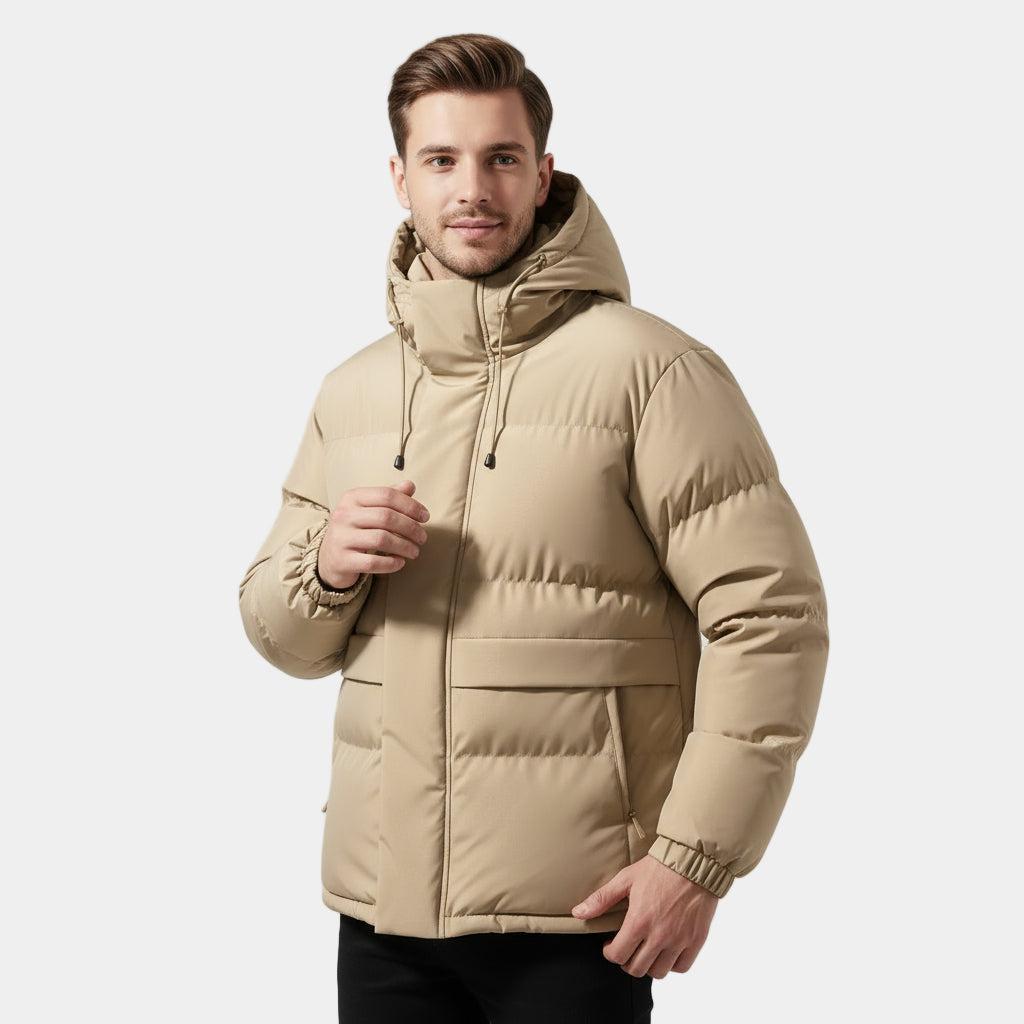 Men's Waterproof Insulated Puffer Jacket - Warm Outdoor Coat for Hiking and Winter Activities