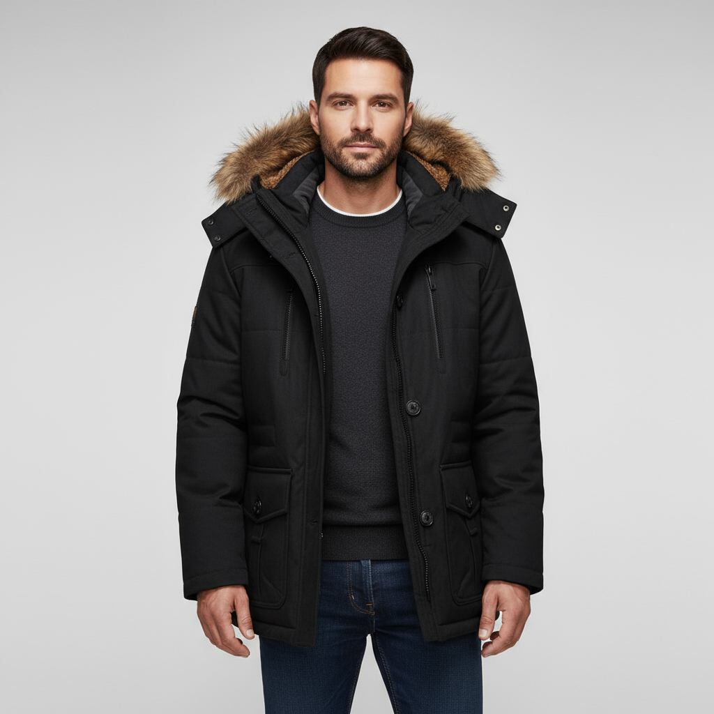 Men's Winter Parka with Fur Collar | Insulated, Waterproof, Outdoor Jacket