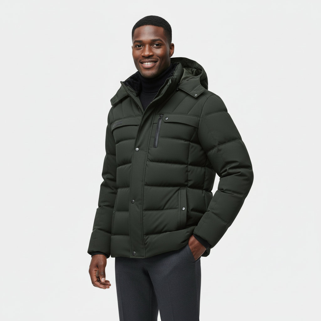 Men's Winter Puffer Coat with Fleece Lining | Longline Design for Cold Weather Outdoor Activities