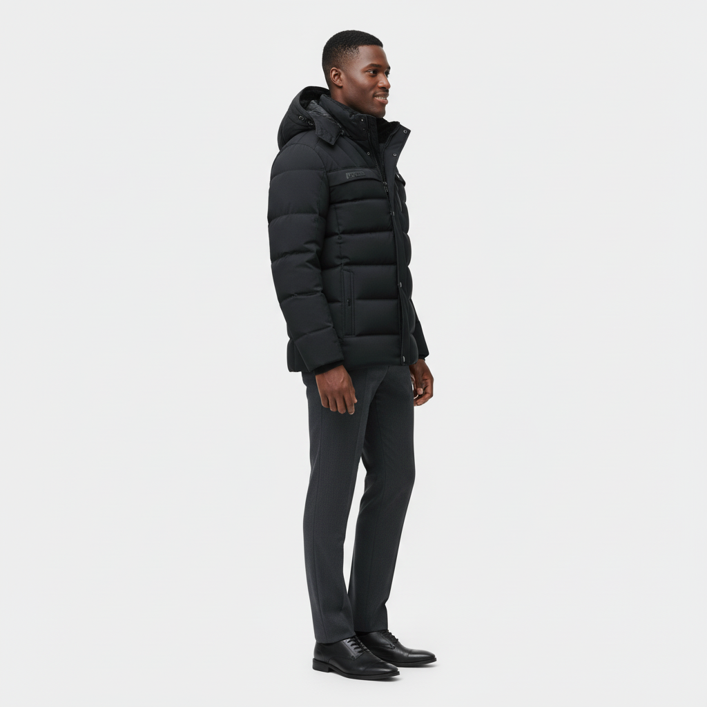 Men's Winter Puffer Coat with Fleece Lining | Longline Design for Cold Weather Outdoor Activities