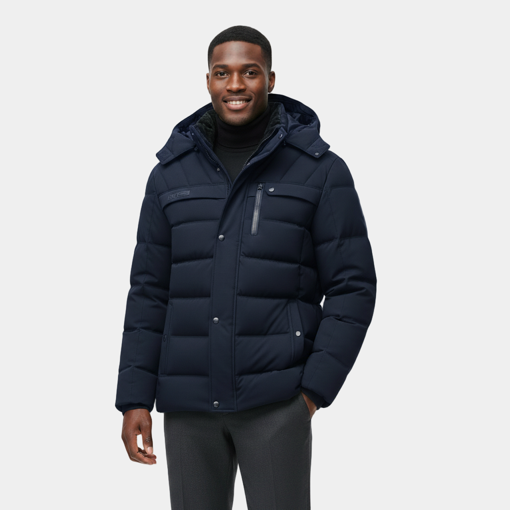 Men's Winter Puffer Coat with Fleece Lining | Longline Design for Cold Weather Outdoor Activities