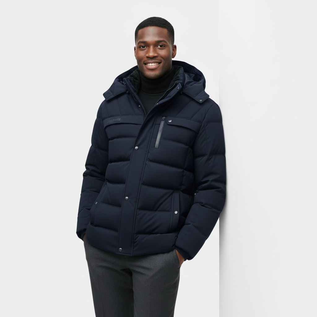 Men's Winter Puffer Coat with Fleece Lining | Longline Design for Cold Weather Outdoor Activities