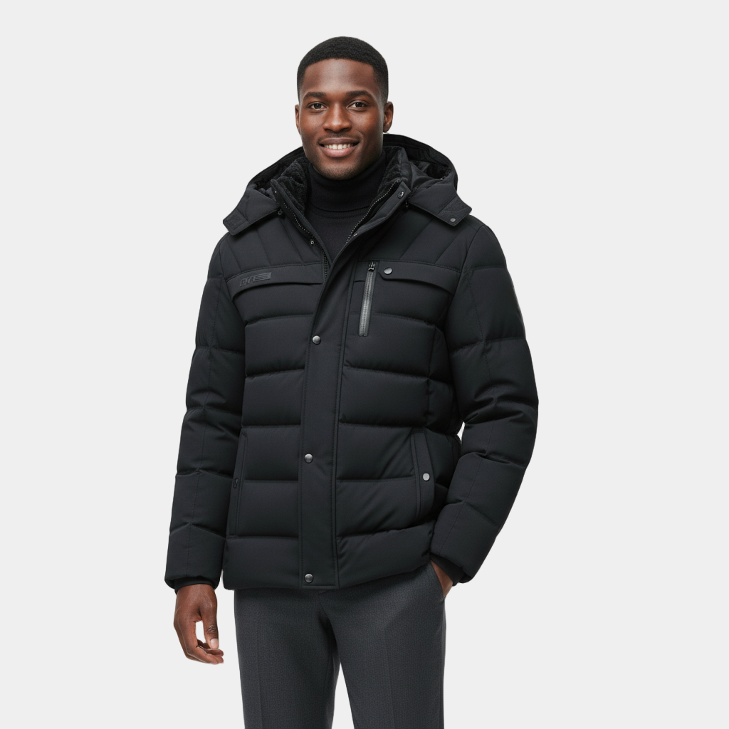 Men's Winter Puffer Coat with Fleece Lining | Longline Design for Cold Weather Outdoor Activities