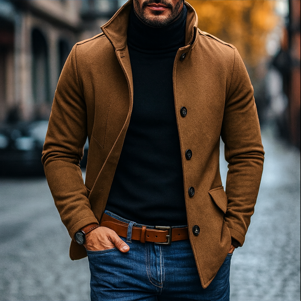 Men's Wool Tailored Overcoat | Classic Design for Formal and Casual Wear