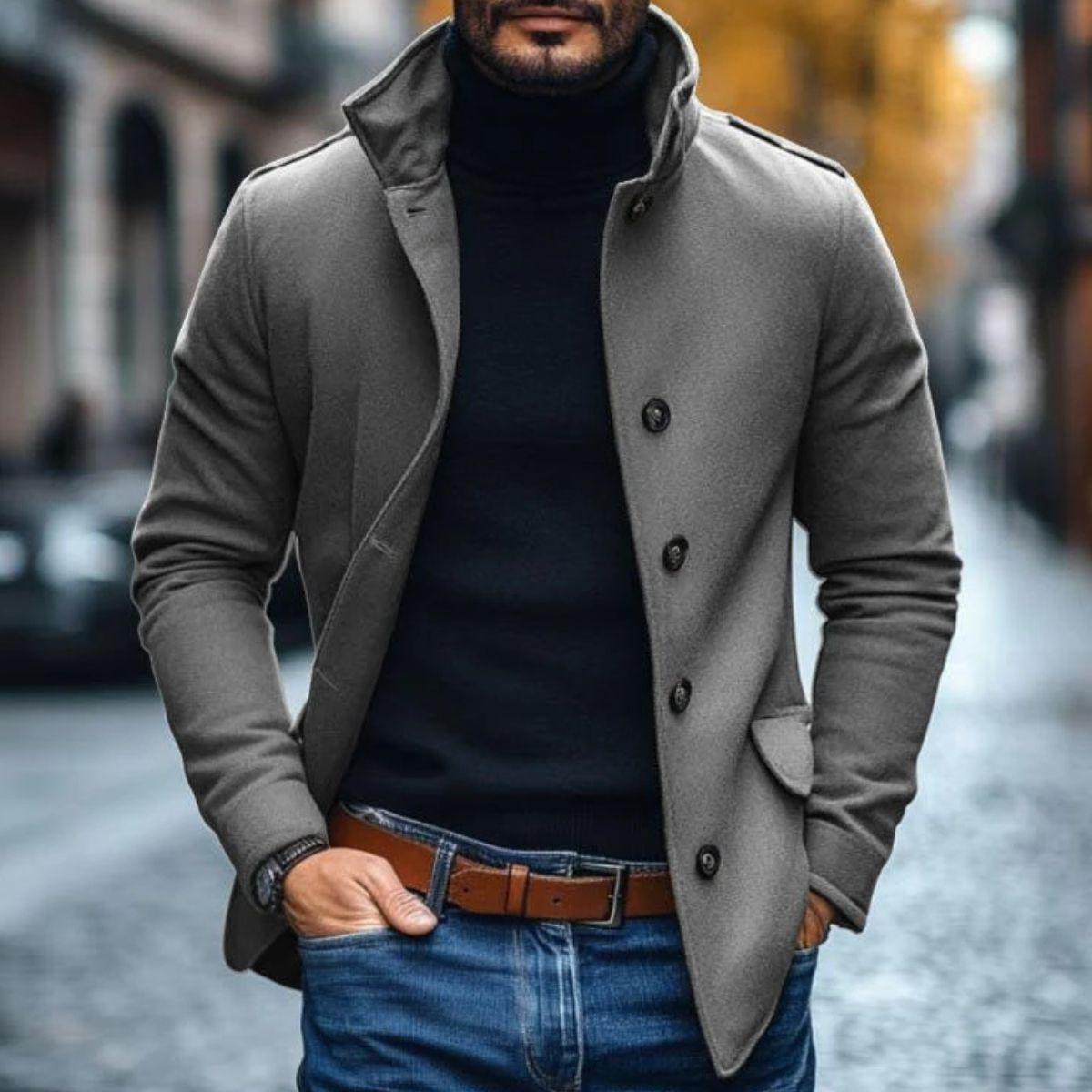 Men's Wool Tailored Overcoat | Classic Design for Formal and Casual Wear