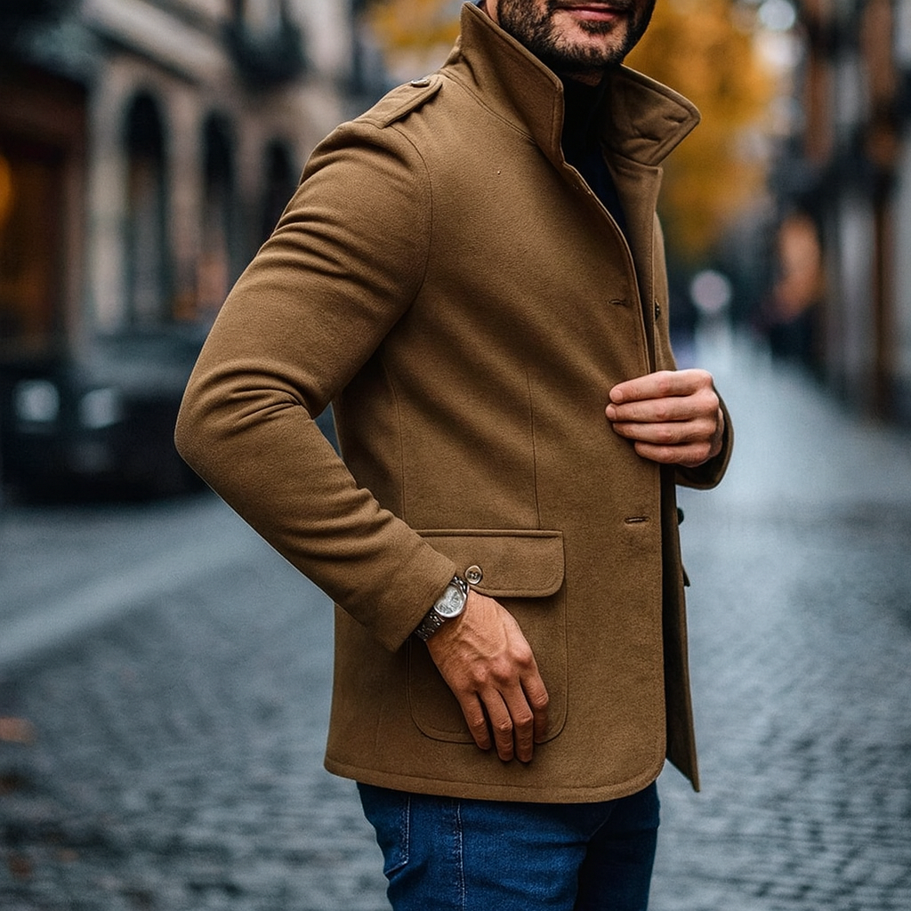 Men's Wool Tailored Overcoat | Classic Design for Formal and Casual Wear