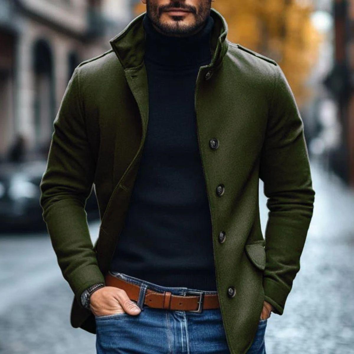 Men's Wool Tailored Overcoat | Classic Design for Formal and Casual Wear