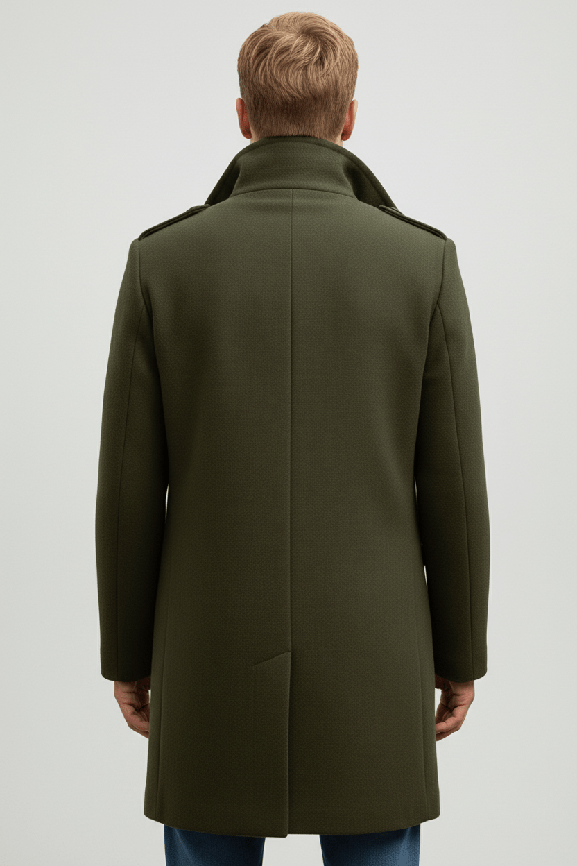 Men's Wool Trench Coat - Tailored Fit, Classic Design for Formal and Casual Wear