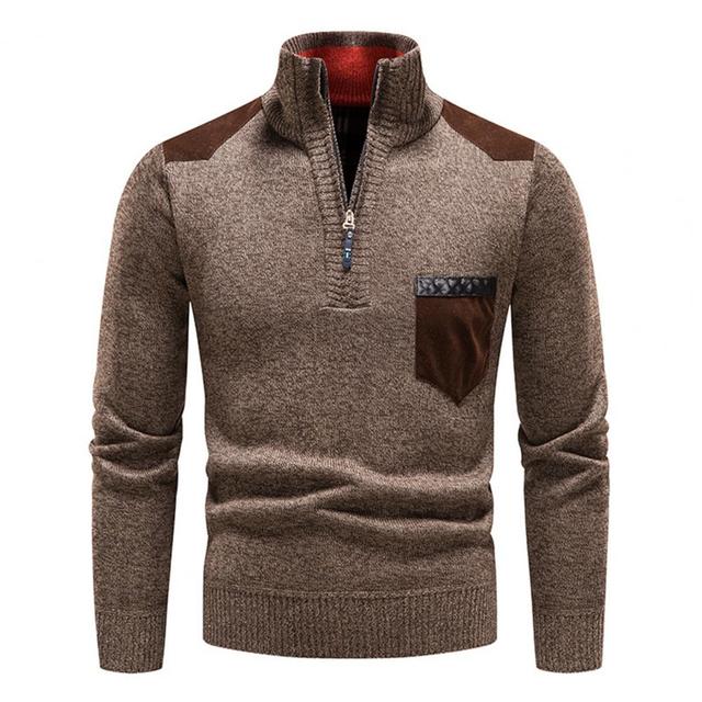 Men's Knit Zip Sweater with Pocket | Comfortable Casual Wear for Everyday Style