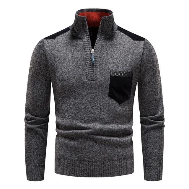 Men's Knit Zip Sweater with Pocket | Comfortable Casual Wear for Everyday Style