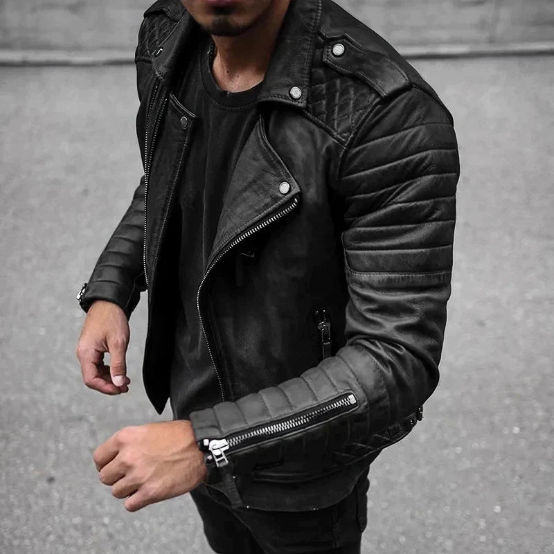 Men's Faux Leather Zip-Up Biker Jacket | Casual Riding Outerwear | Stylish Everyday Jacket