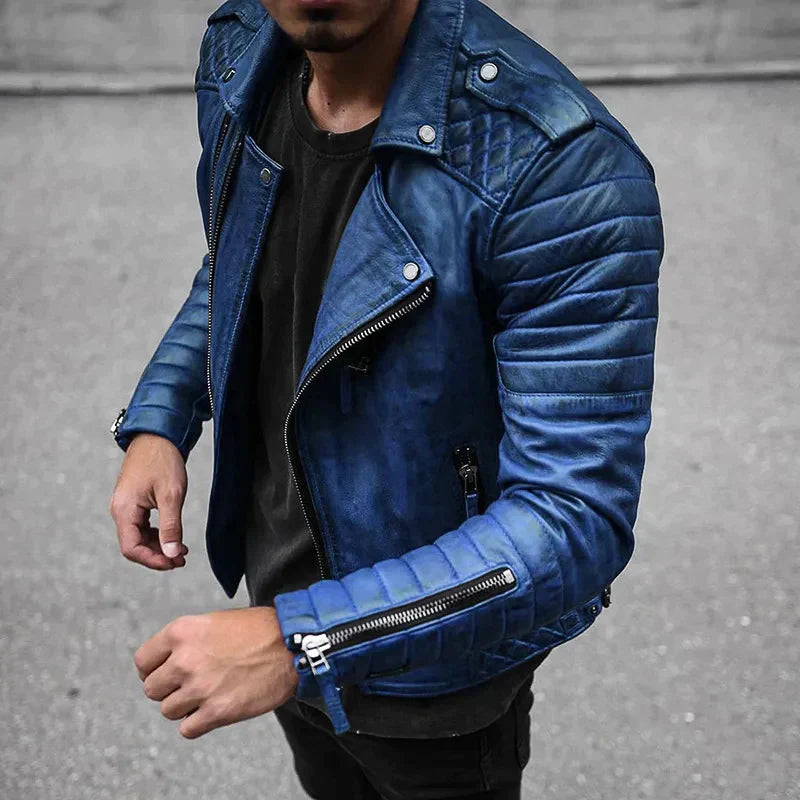 Men's Faux Leather Zip-Up Biker Jacket | Casual Riding Outerwear | Stylish Everyday Jacket