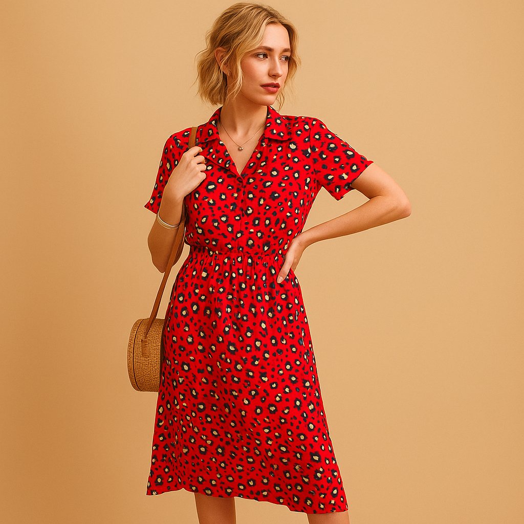 Floral Print Midi Summer Dress in Lightweight Fabric for Casual Wear