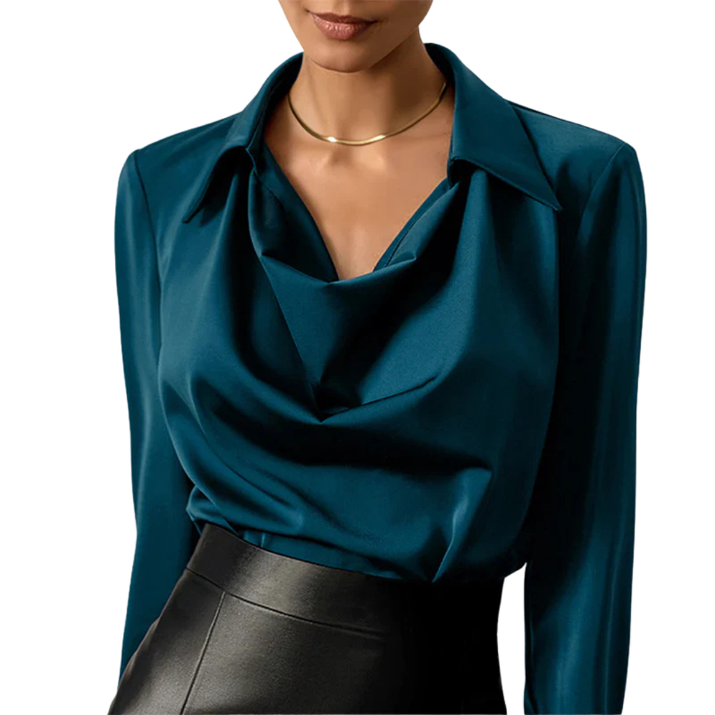 Long Sleeve Satin Blouse for Women - Lightweight Elegant Top for Casual or Dressy Wear