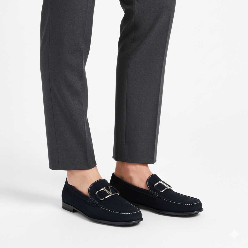 Navy Blue Suede Loafers for Men | Casual Slip-On Shoes | Comfortable Everyday Footwear