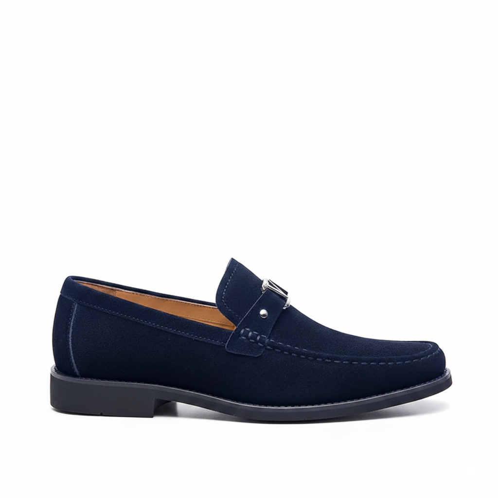 Navy Blue Suede Loafers for Men | Casual Slip-On Shoes | Comfortable Everyday Footwear