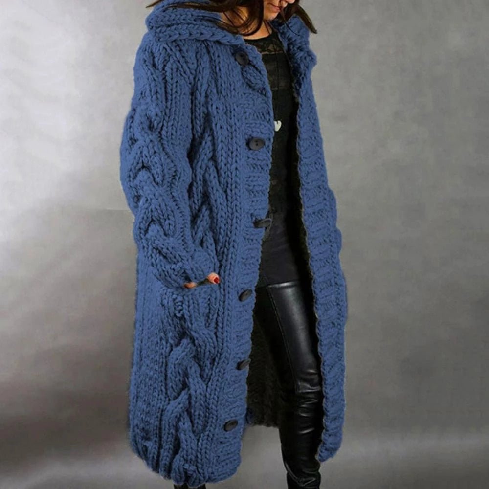 Oversized Cable Knit Cardigan for Women - Cozy Button-Up Design for Casual Everyday Wear