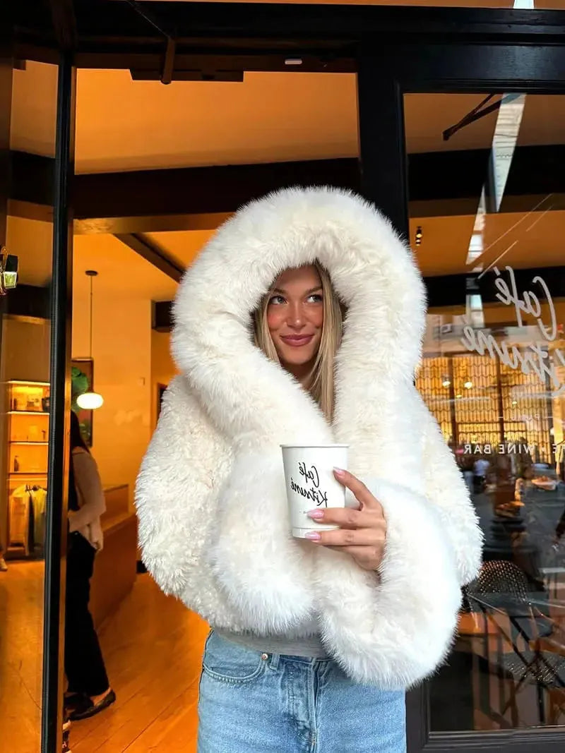 Oversized Faux Fur Hooded Winter Coat for Women - Cozy and Stylish Outerwear