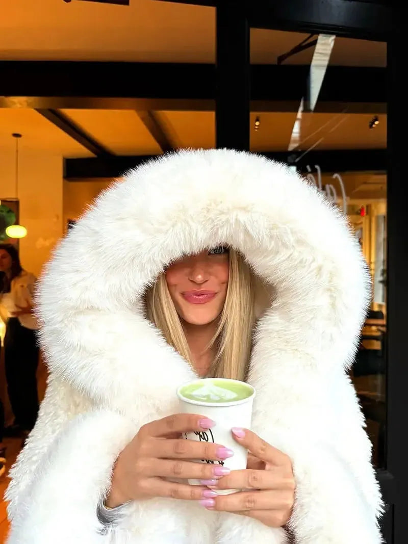 Oversized Faux Fur Hooded Winter Coat for Women - Cozy and Stylish Outerwear