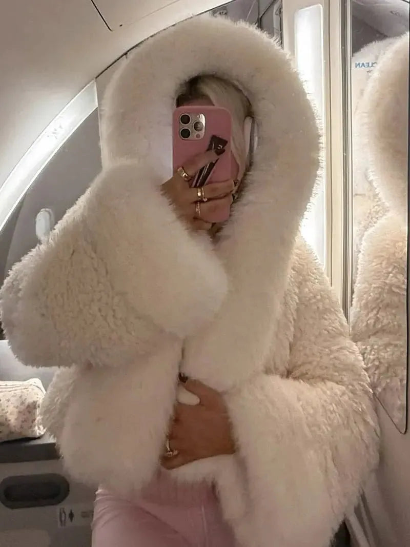 Oversized Faux Fur Hooded Winter Coat for Women - Cozy and Stylish Outerwear