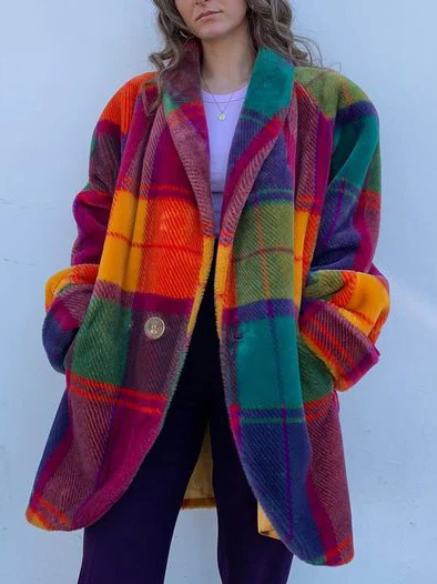 Oversized Plaid Winter Coat for Women | Warm Wool Blend | Casual Cold Weather Outerwear