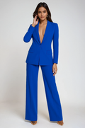 Women's Plunging Trouser Suit Set | Single Button Design | Elegant Office or Formal Wear