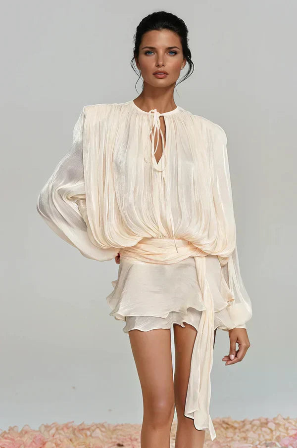 Ruffle Mini Dress in Lightweight Fabric - Casual Summer Dress for Women - Ideal for Parties and Outings