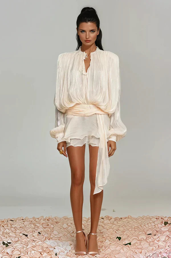 Ruffle Mini Dress in Lightweight Fabric - Casual Summer Dress for Women - Ideal for Parties and Outings