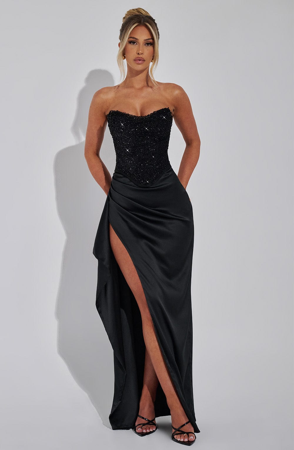 Satin Corset Maxi Dress for Women - Elegant Evening Wear, Formal Style