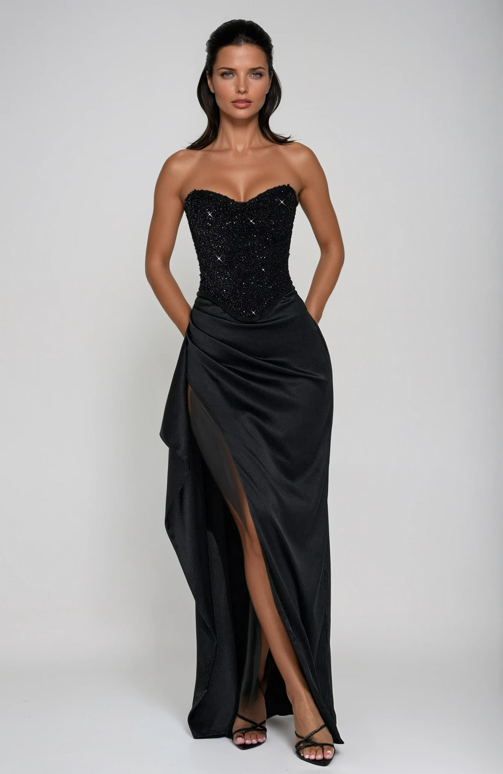 Satin Corset Maxi Dress for Women - Elegant Evening Wear, Formal Style