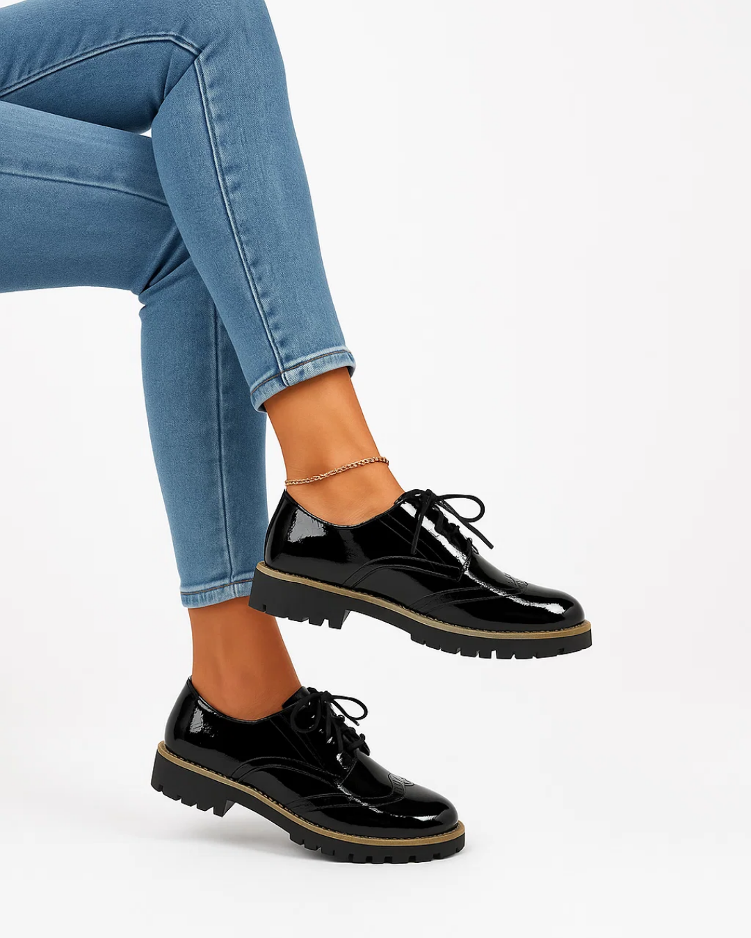 Shiny Casual Lace-Up Shoes for Women | Stylish Everyday Footwear