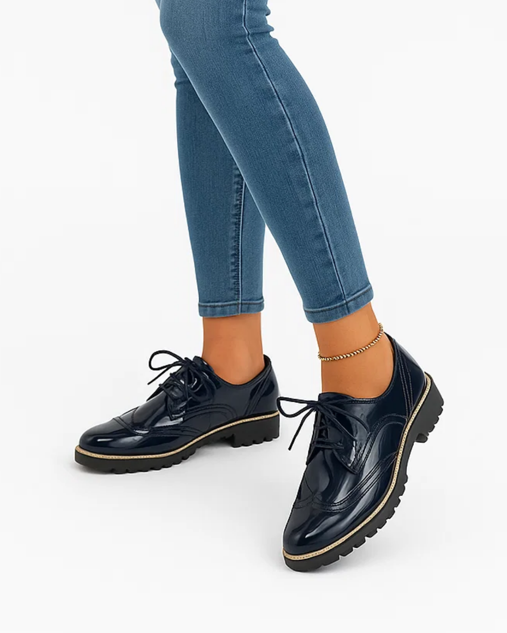 Shiny Casual Lace-Up Shoes for Women | Stylish Everyday Footwear