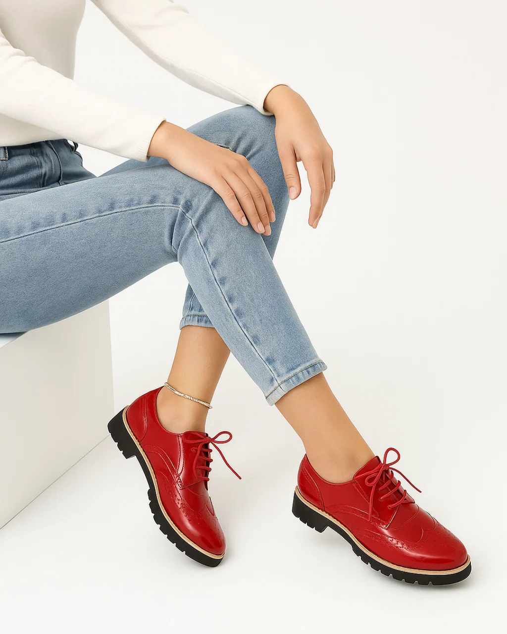 Shiny Casual Lace-Up Shoes for Women | Stylish Everyday Footwear