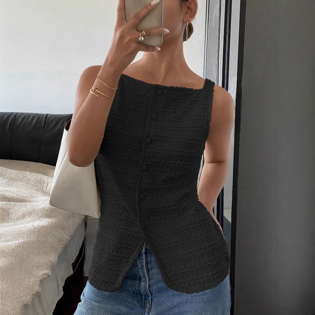 Sleeveless Button Front Women's Top | Lightweight Spring Fabric | Casual Everyday Wear for Women