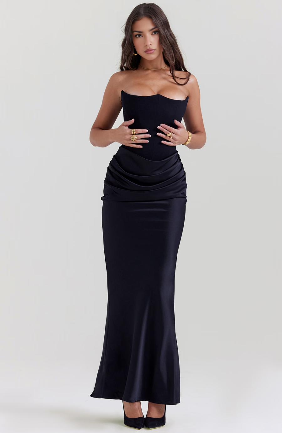 Strapless Bodycon Maxi Dress in Soft Fabric | Elegant Evening Wear for Women | Form-Fitting Design