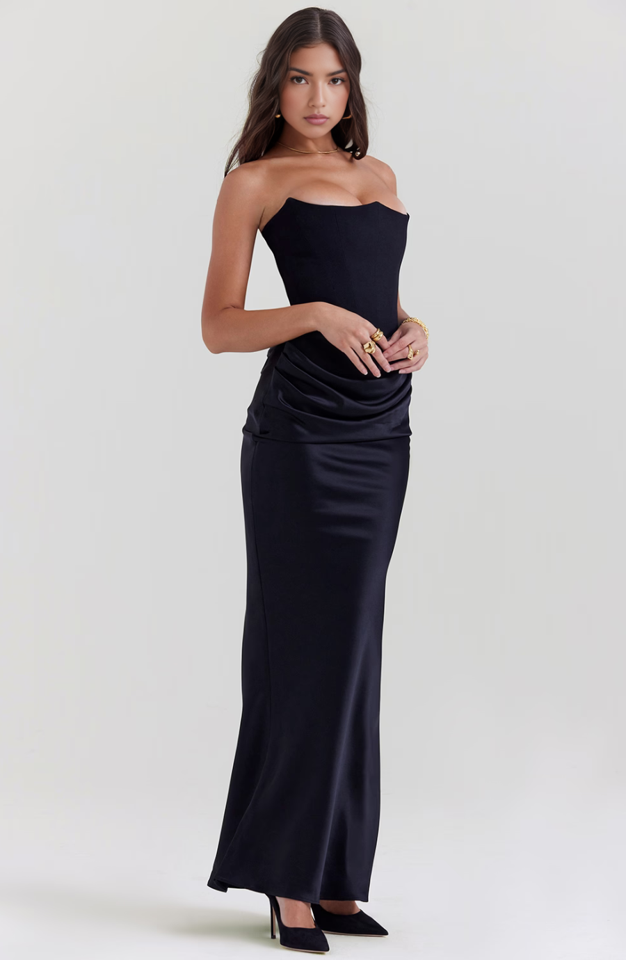 Strapless Bodycon Maxi Dress in Soft Fabric | Elegant Evening Wear for Women | Form-Fitting Design