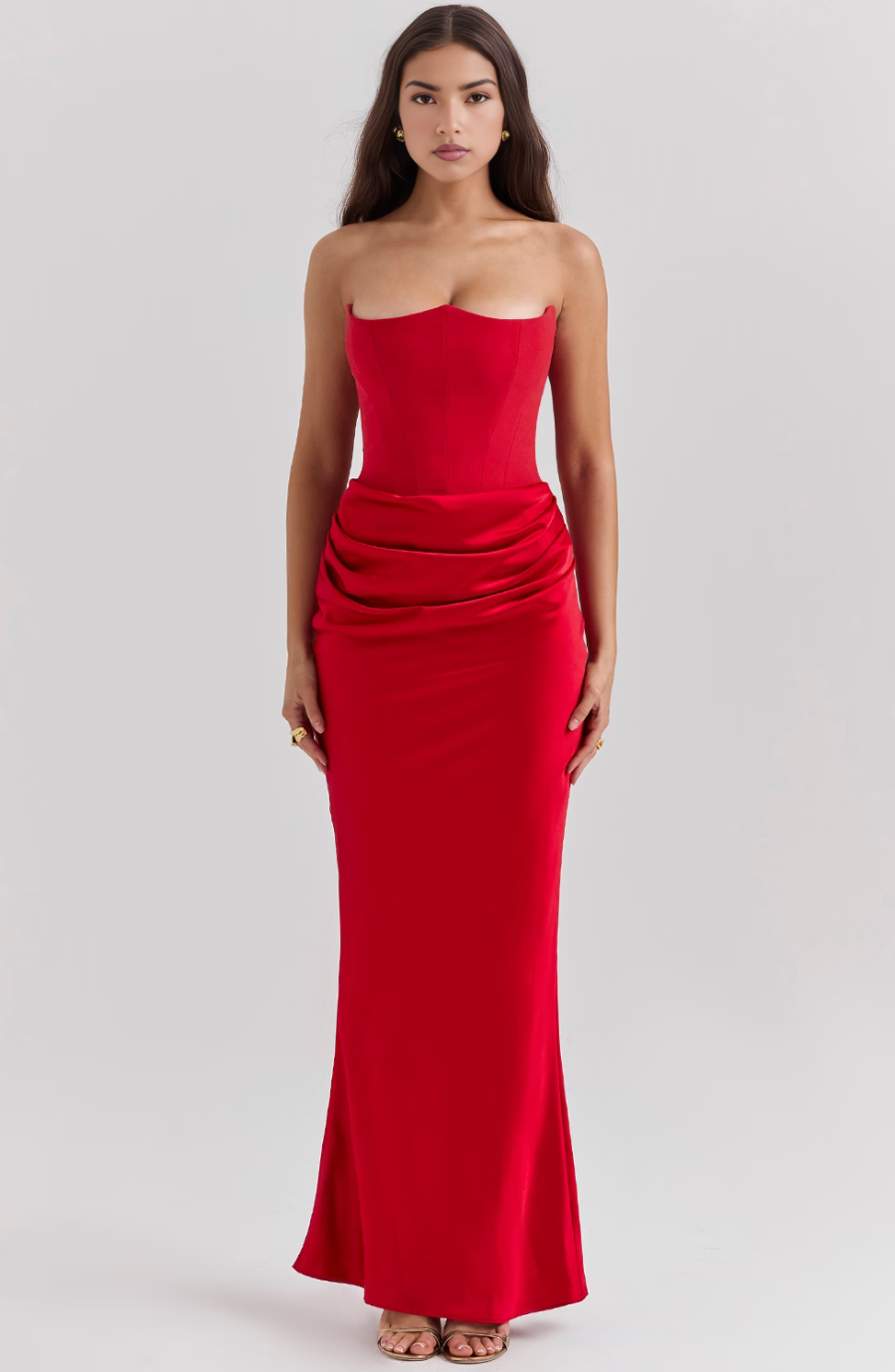 Strapless Bodycon Maxi Dress in Soft Fabric | Elegant Evening Wear for Women | Form-Fitting Design