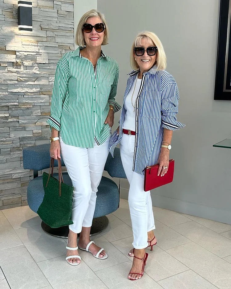 Striped Cotton Blouse for Women | Lightweight Casual Top | Versatile Everyday Wear