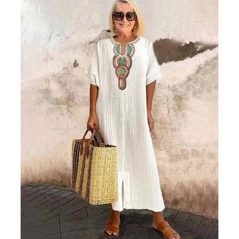 Lightweight Cotton Summer Maxi Dress - Sleeveless Casual Beachwear for Women