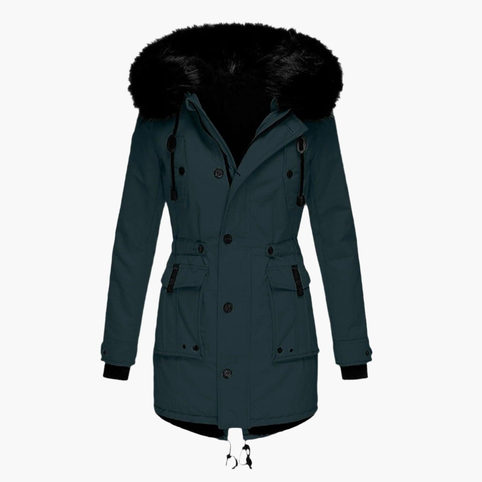 Thick Hooded Parka Coat for Women | Cold Weather Outerwear in Ruby