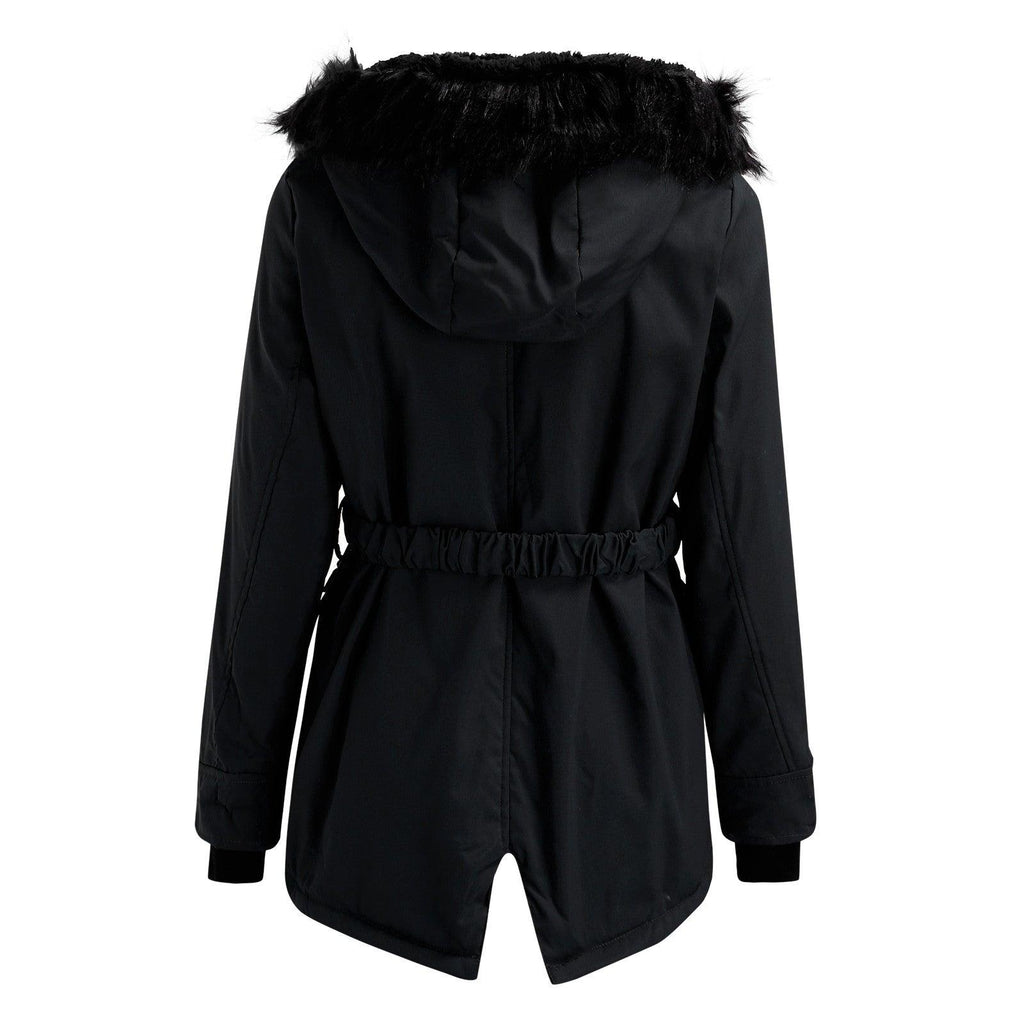 Thick Hooded Parka Coat for Women | Cold Weather Outerwear in Ruby