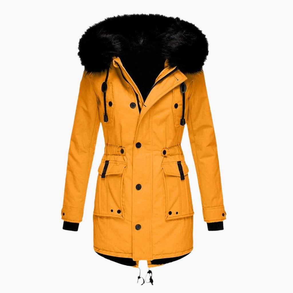 Thick Hooded Parka Coat for Women | Cold Weather Outerwear in Ruby